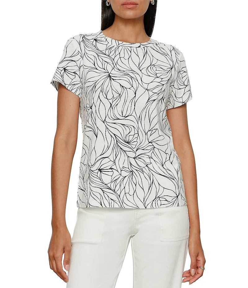 Sanctuary The Perfect Tee Line Print Crew Neck Short Sleeve Tee