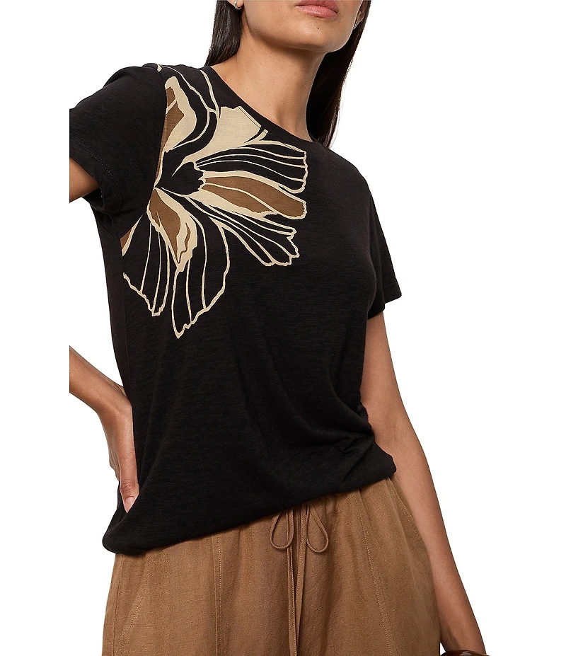 Sanctuary The Perfect Tee Lotus Printed Crew Neck Short Sleeve Top