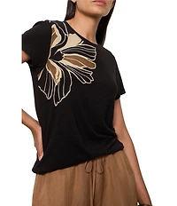 Sanctuary The Perfect Tee Lotus Printed Crew Neck Short Sleeve Top
