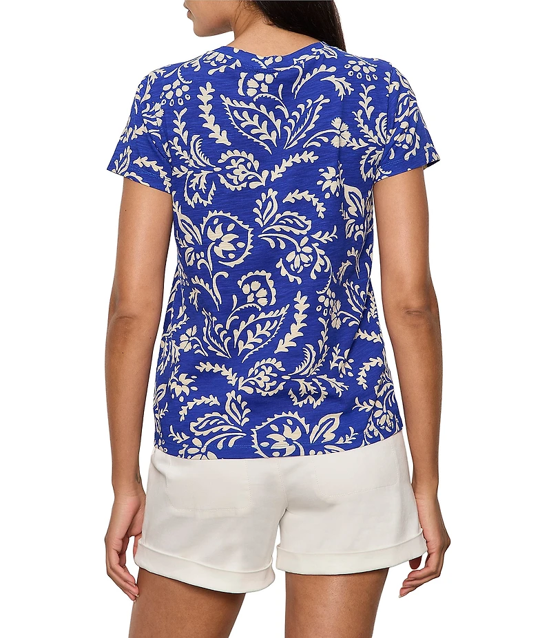 Sanctuary The Perfect Tee Organic Cotton Blend Portofino Printed Crew Neck Short Sleeve Top