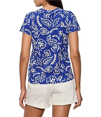 Sanctuary The Perfect Tee Organic Cotton Blend Portofino Printed Crew Neck Short Sleeve Top