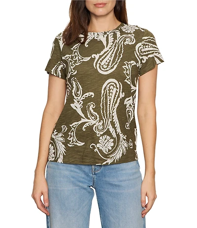 Sanctuary The Perfect Tee Paisley Printed Crew Neck Short Sleeve Top