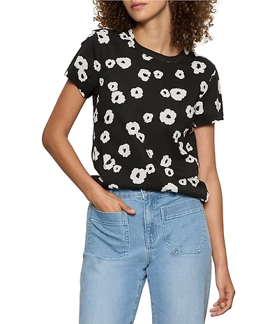 Sanctuary The Perfect Tee Petite Floral Printed Crew Neck Short Sleeve Top