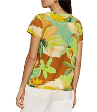 Sanctuary The Perfect Tee Green House Printed Crew Neck Short Sleeve Top
