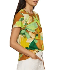Sanctuary The Perfect Tee Green House Printed Crew Neck Short Sleeve Top