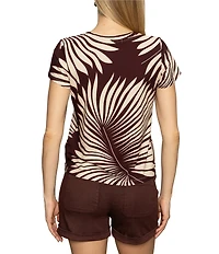 Sanctuary The Perfect Tee Palm Print Crew Neck Short Sleeve Top