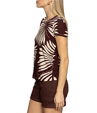 Sanctuary The Perfect Tee Palm Print Crew Neck Short Sleeve Top