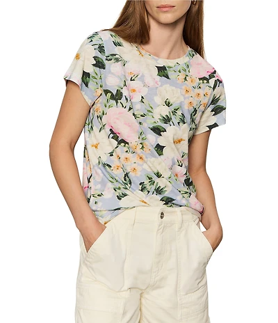 Sanctuary The Perfect Tee Spring Floral Printed Crew Neck Short Sleeve Top