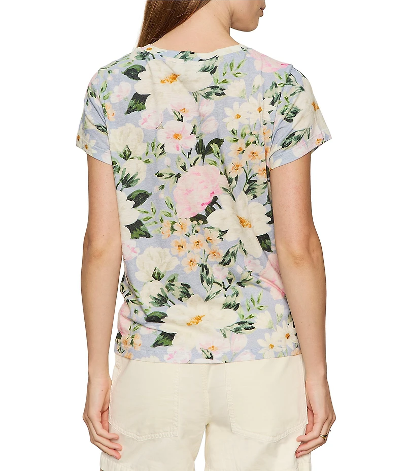 Sanctuary The Perfect Tee Spring Floral Printed Crew Neck Short Sleeve Top