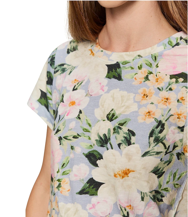 Sanctuary The Perfect Tee Spring Floral Printed Crew Neck Short Sleeve Top