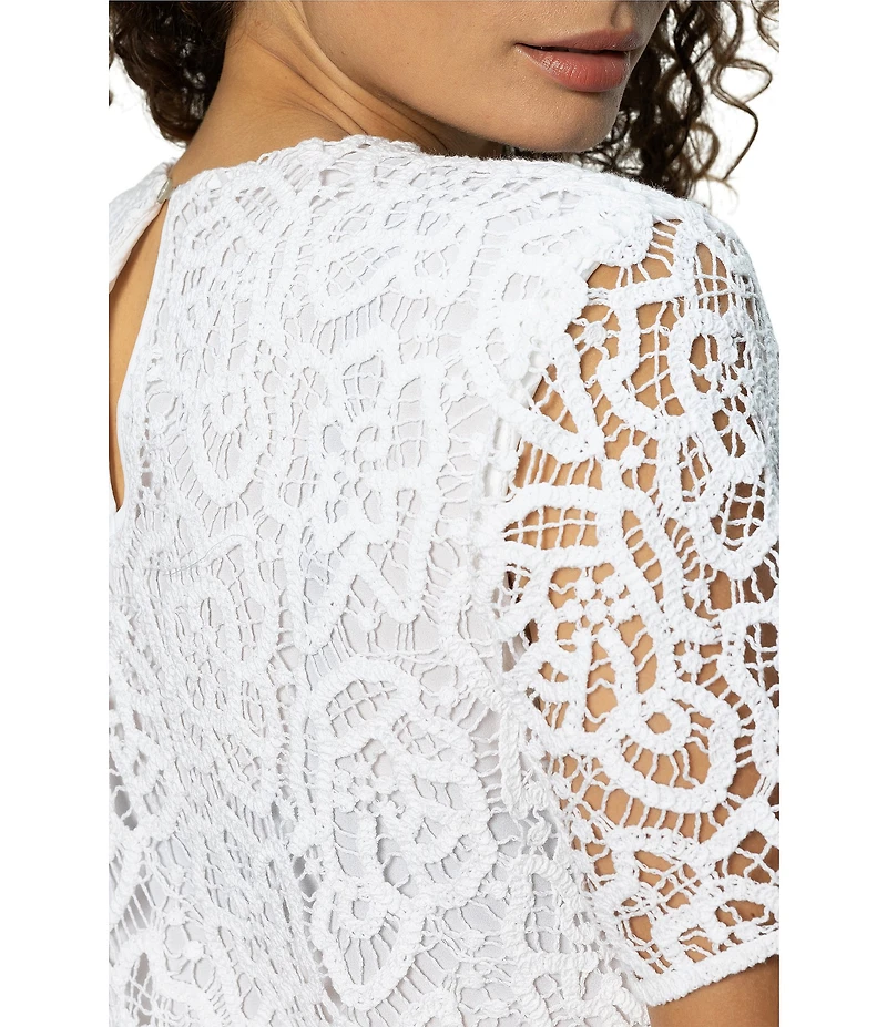 Sanctuary The Wanderer Crew Neckline Short Sleeve Lace Dress
