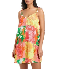 Sanctuary Tropic Mirage V-Neck Spaghetti Straps Boxy Dress Swim Cover-Up
