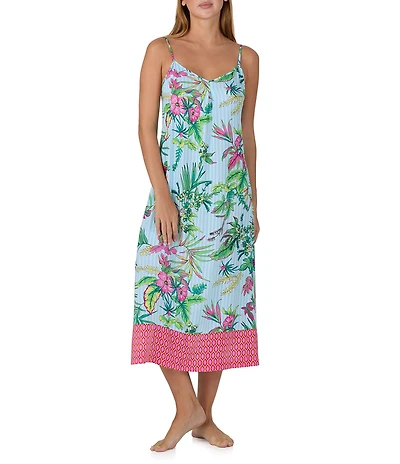 Sanctuary Tropical Floral Sleeveless V-Neck Woven Maxi Chemise