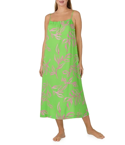 Sanctuary Vine Print Sleeveless Scoop Neck Woven Maxi Chemise