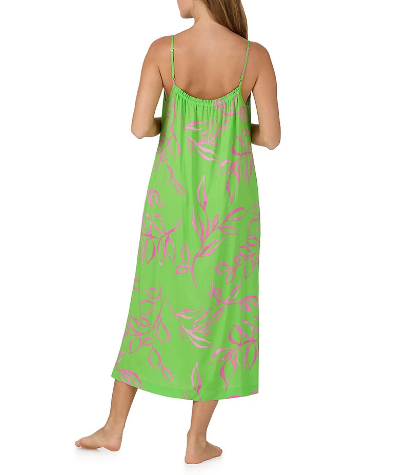 Sanctuary Vine Print Sleeveless Scoop Neck Woven Maxi Chemise