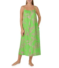 Sanctuary Vine Print Sleeveless Scoop Neck Woven Maxi Chemise