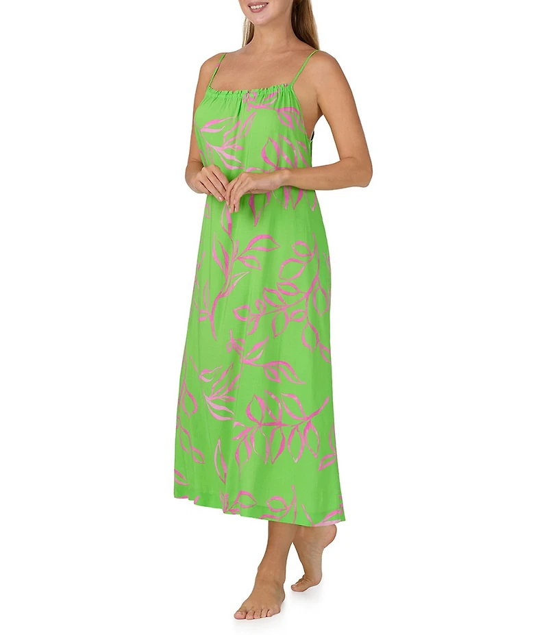 Sanctuary Vine Print Sleeveless Scoop Neck Woven Maxi Chemise