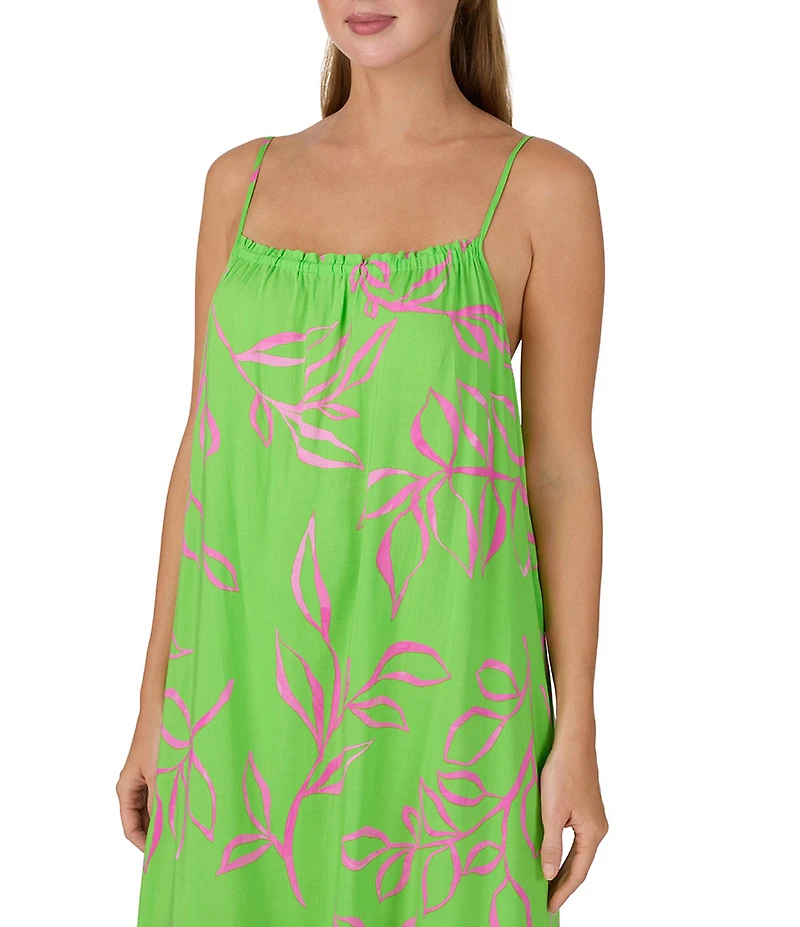 Sanctuary Vine Print Sleeveless Scoop Neck Woven Maxi Chemise