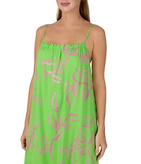 Sanctuary Vine Print Sleeveless Scoop Neck Woven Maxi Chemise