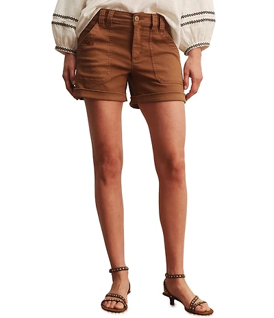 Sanctuary Wander On Mid-Rise Cuffed Hem Hybrid Stretch Twill Shorts
