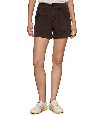 Sanctuary Wander On Mid-Rise Cuffed Hem Hybrid Stretch Twill Shorts