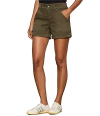 Sanctuary Wander On Mid-Rise Cuffed Hem Hybrid Stretch Twill Shorts