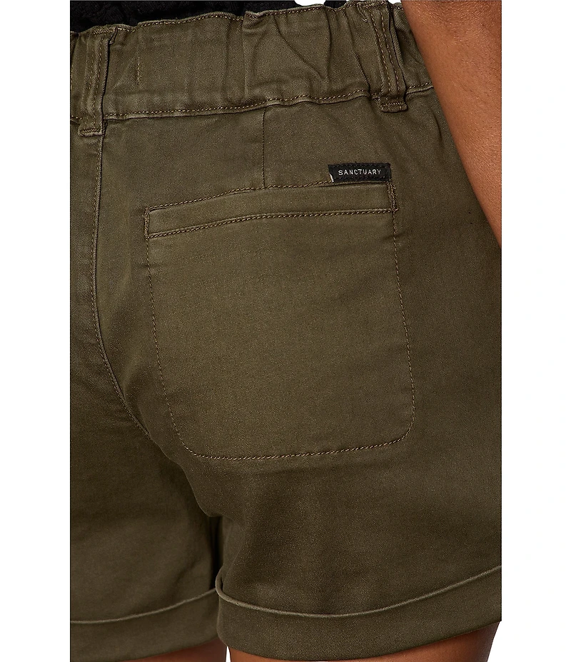 Sanctuary Wander On Mid-Rise Cuffed Hem Hybrid Stretch Twill Shorts