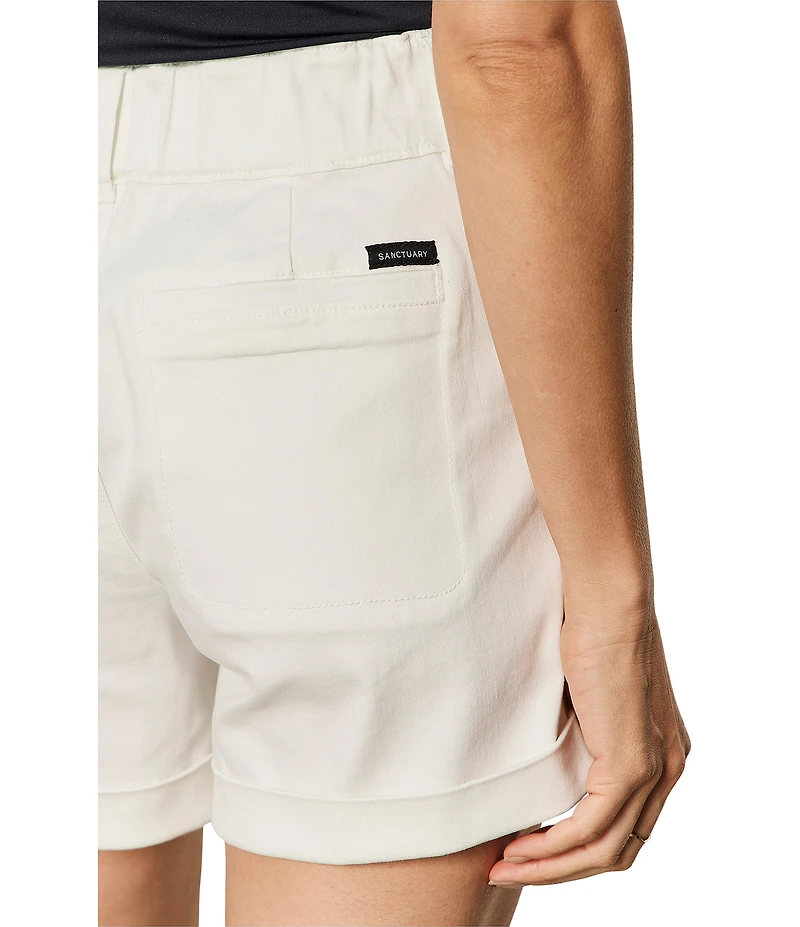 Sanctuary Wander On Mid-Rise Cuffed Hem Hybrid Stretch Twill Shorts