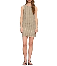 Sanctuary Way To Be Gingham Print Crew Neck Sleeveless Seersucker Mini Shift Dress