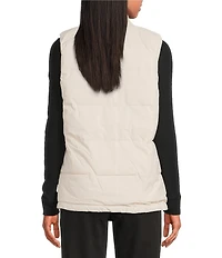 Sanctuary Wellon Cable Knit Chunky Rib Knit Stand Collar Reversible Matte Stretch Zip Front Vest