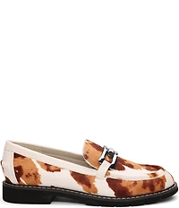 Sanctuary Whitney Cow Print Hair Calf Chain Link Hardware Loafers