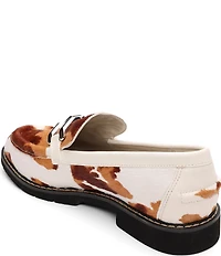 Sanctuary Whitney Cow Print Hair Calf Chain Link Hardware Loafers
