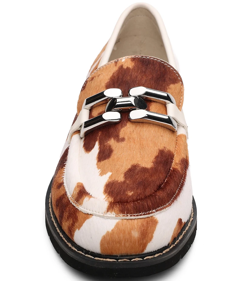 Sanctuary Whitney Cow Print Hair Calf Chain Link Hardware Loafers