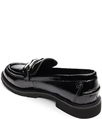 Sanctuary Whitney Crinkle Patent Leather Chain Link Hardware Loafers