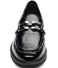 Sanctuary Whitney Crinkle Patent Leather Chain Link Hardware Loafers