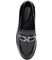 Sanctuary Whitney Crinkle Patent Leather Chain Link Hardware Loafers