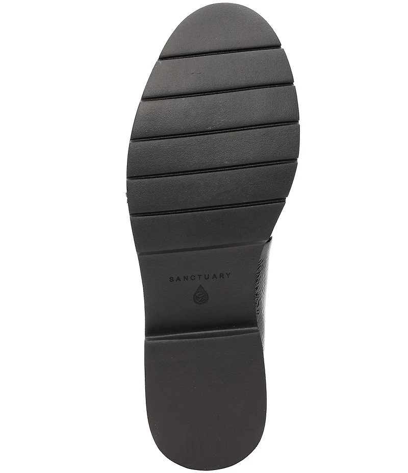 Sanctuary Whitney Crinkle Patent Leather Chain Link Hardware Loafers