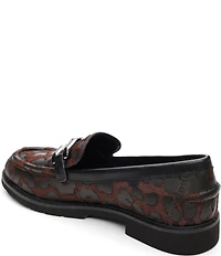 Sanctuary Whitney Leopard Burnout Hair Calf Chain Bit Buckle Hardware Loafers
