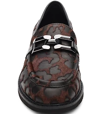 Sanctuary Whitney Leopard Burnout Hair Calf Chain Bit Buckle Hardware Loafers