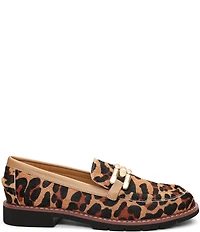 Sanctuary Whitney Leopard Print Hair Calf Chain Link Hardware Loafers