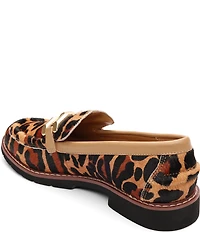 Sanctuary Whitney Leopard Print Hair Calf Chain Link Hardware Loafers