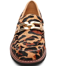 Sanctuary Whitney Leopard Print Hair Calf Chain Link Hardware Loafers