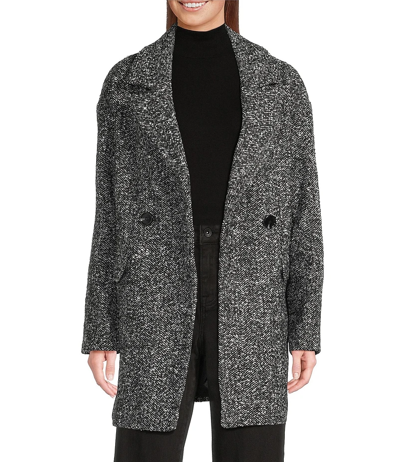 Sanctuary Wool Double Button Novelty Notch Collar Double Breasted Coat
