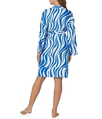 Sanctuary Zebra Print Long Sleeve V-Neck Short Wrap Robe