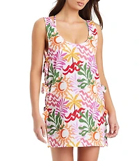 Sanctuary Zodiac Beach Scoop Neck Side Tie A-Line Swim Cover-Up Dress