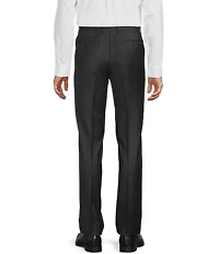 Santorelli Super 130's Bi-Stretch Wool Flat Front Solid Dress Pants