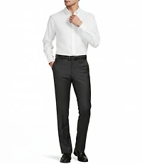 Santorelli Super 130's Bi-Stretch Wool Flat Front Solid Dress Pants