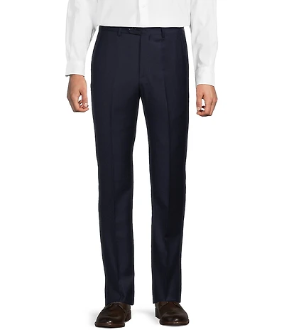 Santorelli Super 130's Bi-Stretch Wool Flat Front Solid Dress Pants