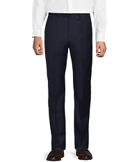 Santorelli Super 130's Bi-Stretch Wool Flat Front Solid Dress Pants