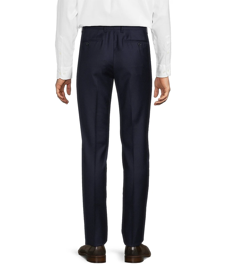 Santorelli Super 130's Bi-Stretch Wool Flat Front Solid Dress Pants
